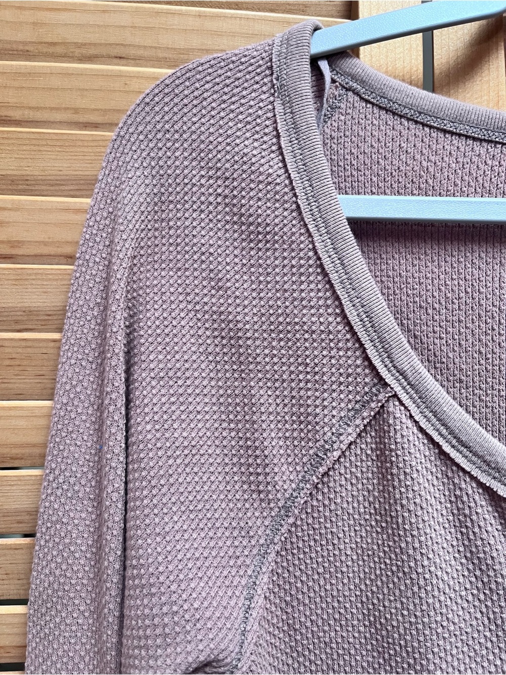 Free People Taupe Henley Top with Crochet Cuff - Picture 6 of 12